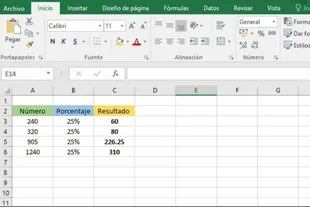 El cálculo de porcentaje en Excel