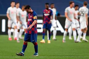 La desolación de Messi en Lisboa, hundido en medio de la goleada histórica de Bayern Munich a Barcelona