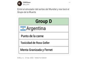 Argentina espera no quedarse en el "grupo de la muerte"(Captura Twitter)