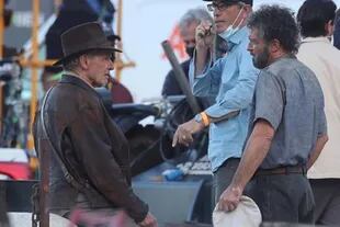 Ford y Antonio Banderas en el rodaje de Indiana Jones 5