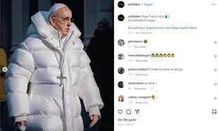 La imagen del Papa con una enorme campera fue generada por Inteligencia Artificial