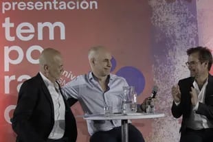 Telerman, junto al jefe de Gobierno porteño Horacio Rodríguez Larreta y el ministro de Cultura de la ciudad, Enrique Avogadro