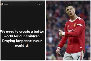 "Necesitamos crear un mundo mejor para nuestros chicos. Estoy rezando por la paz en nuestro mundo", publicó Cristiano Ronaldo en las redes sociales.