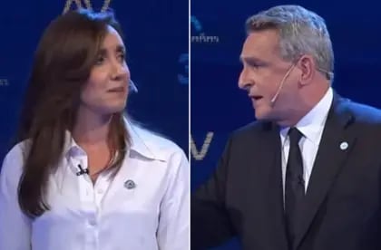 Victoria Villarruel y Agustín Rossi en el debate de vicepresidentes