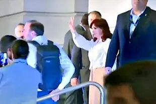 Cristina Kirchner al llegar al CCK