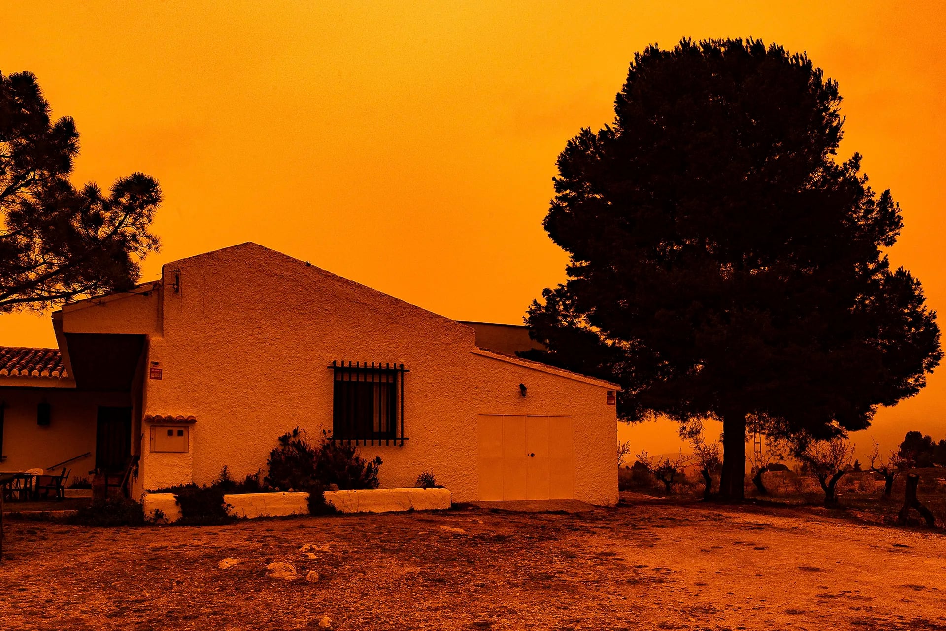 Sahara Dust Cloud: A sandstorm covering part of Spain in orange