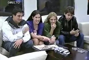 Marcelo Corazza, Daniela Ballester, Tamara Paganini y Gastón Trezeguet en la final de Gran Hermano 2001