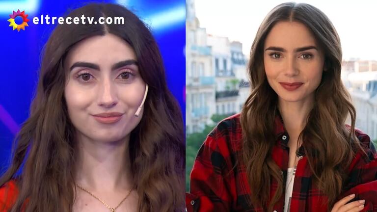 The production displayed a comparative image of Lily Collins with the participant (Credit: Video capture eltrece)