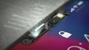 El módulo frontal del iPhone X con todo el hardware necesario para dar vida a Face ID: cámara normal e infrarroja, proyector de la matriz de puntos, sensor de proximidad y luz ambiente
