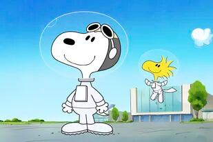 En esta fotografía proporcionada por Apple TV+ Snoopy con Woodstock en la serie de Apple TV+ "Snoopy in Space". (Apple TV+ via AP)