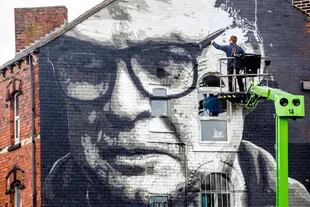 Un mural de Bielsa, de los tantos que hay en las calles de Leeds.