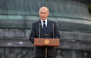 El presidente Vladimir Putin, en un discurso para conmemorar el 1160 aniversario de la condición de Estado de Rusia en Veliky Novgorod, el 21 de septiembre de 2022 (Ilya PITALEV / SPUTNIK / AFP)
