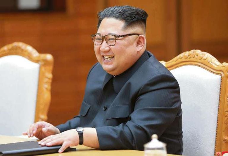 Kim, anteayer, durante la cumbre con el presidente Moon