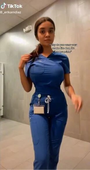 Erika Díaz, compartió el uniforme que utiliza para trabajar de enfermera y recibió cientos de críticas por ser considerado "inapropiado"