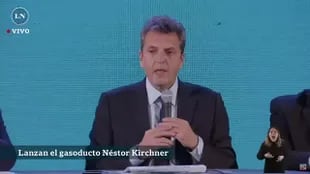 Sergio Massa durante el lanzamiento del gasoducto Nestor Kirchner