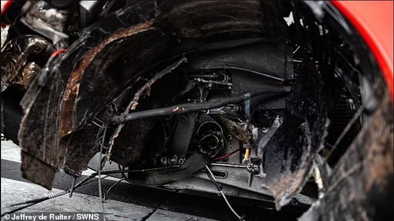The Ferrari suffered significant damage in the crash (Photo: DailyMail)