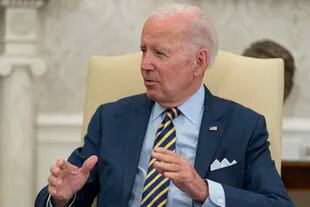 President Joe Biden speaks at a meeting in the Oval Office of the White House, Washington, Sept. 16, 2022. (AP Photo/Alex Brandon)