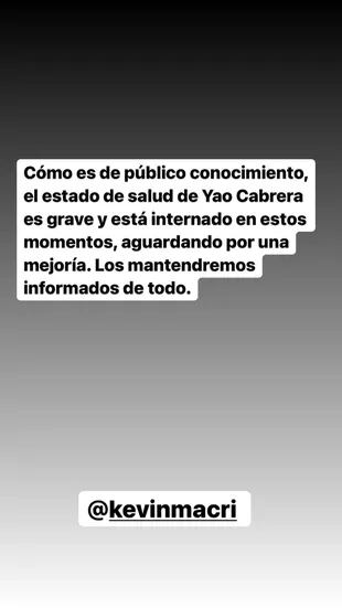 La historia que publicaron en la cuenta de Instagram de Yao Cabrera