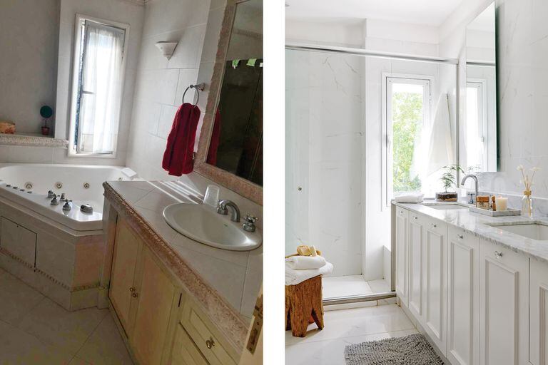 Fotos del antes y después de un baño.