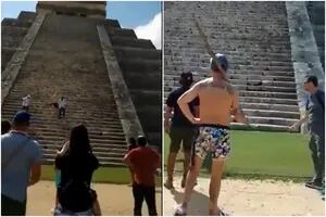 Subió a la pirámide de Chichén Itzá y al bajar le pegaron con un palo en la cabeza