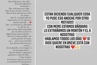 Mery del Cerro publicó un descargo en su cuenta de Instagram y desmintió las supuestas infidelidades de su marido