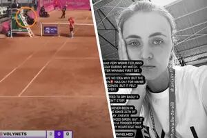 La reacción de una tenista nacida en Ucrania al escuchar una sirena en medio de un partido