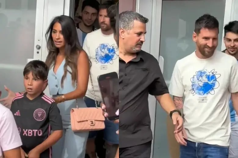 La familia Messi estuvo de paseo en Miami y una multitud los esperó afuera del local (Foto: Captura de video / Instagram @queen.anto)