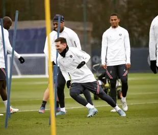 Messi, este jueves durante un entrenamiento con el PSG