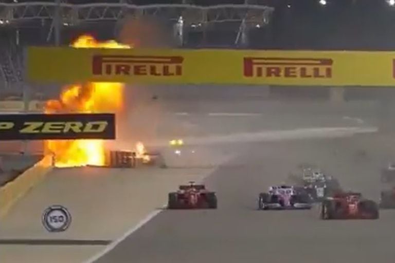 Fórmula 1, el GP de Bahrein: terrible accidente y explosión del auto de Grosjean