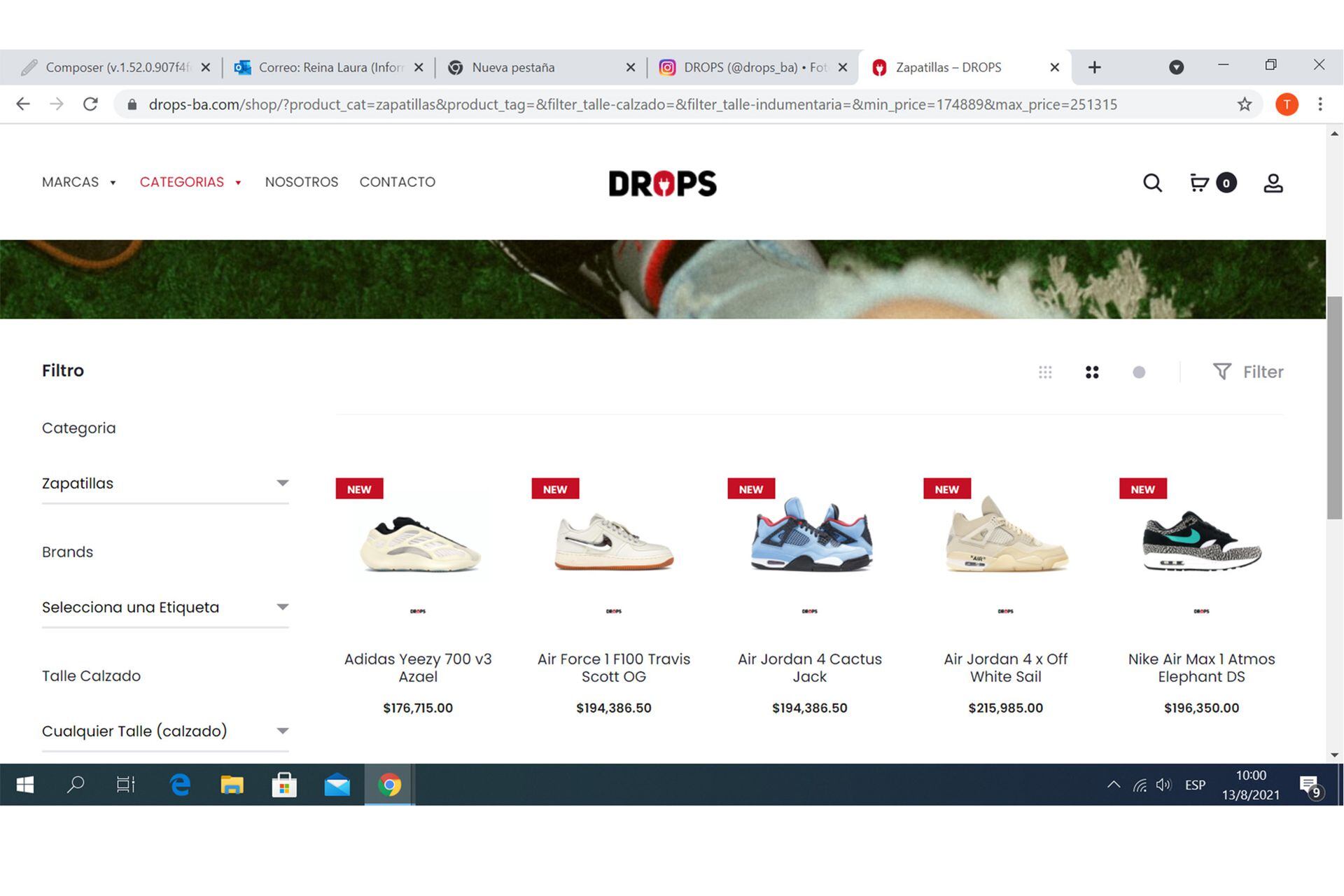 El sitio de ventas Drops BA tiene pares que van de los 11.000 a los 220.000 pesos