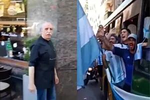 La hinchada argentina confundió al pintor Daniel Santoro con el científico y le hizo un cantito como a la "Abuela lalala"