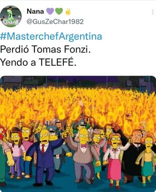 "Perdió Tomás Fonzi. Yendo a Telefe", escribió una usuaria con una fotografía de Los Simpson