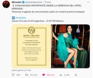 Miranda anunció su colaboración con Lali Espósito a través de Twitter
