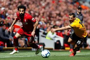 Mo Salah en acción frente a Wolverhampton; el egipcio está imparable