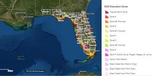 Evacuation zones in Florida by vulnerability level