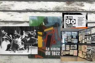 La Creole Jazz Band de King Oliver, catálogo de la muestra Le siècle del jazz (París, 2009) e imágenes de la exposición Los 80, en el Museo Histórico Nacional.