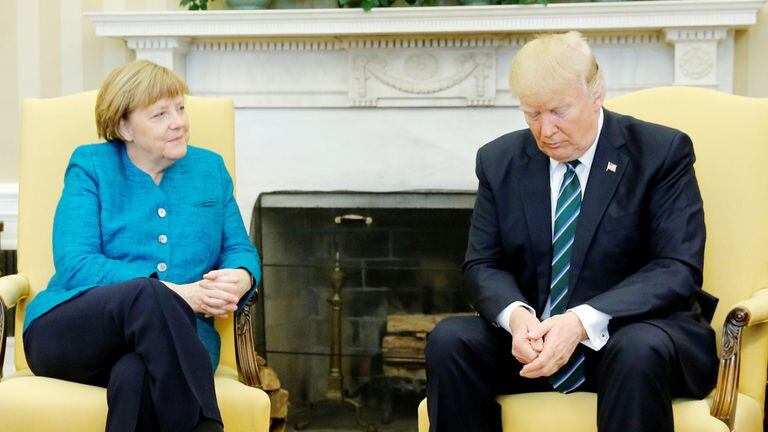 Trump y Merkel, esta mañana, en la Casa Blanca