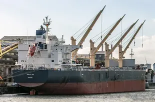 Areti GR. El buque cerealero oriundo de las Islas Marshall transportaba 60 mil toneladas de harina de soja cargada en Timbúes