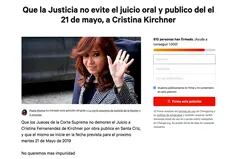 Petición: juntan firmas para que la Justicia "no evite el juicio a Cristina"