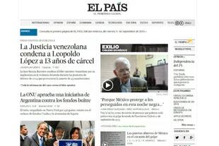 La noticia en la edición américa de El País