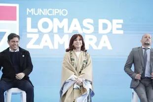Kicillof, Cristina, e Insaurralde, en Lomas de Zamora.