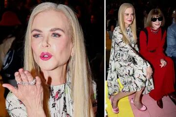 En primera fila: Nicole Kidman se sentó al lado de la legendaria Anna Wintour durante el desfile en el que Prada presentó su nueva colección, en el marco de la Semana de la Moda de Milán