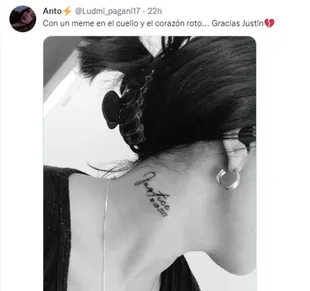 Una usuaria de Twitter compartió el tatuaje que se hizo antes de la cancelación del show de Justin Bieber en Argentina