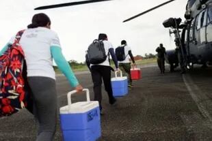 Diferentes brigadas de vacunación trabajan en ambos lados de la frontera de Brasil con Colombia