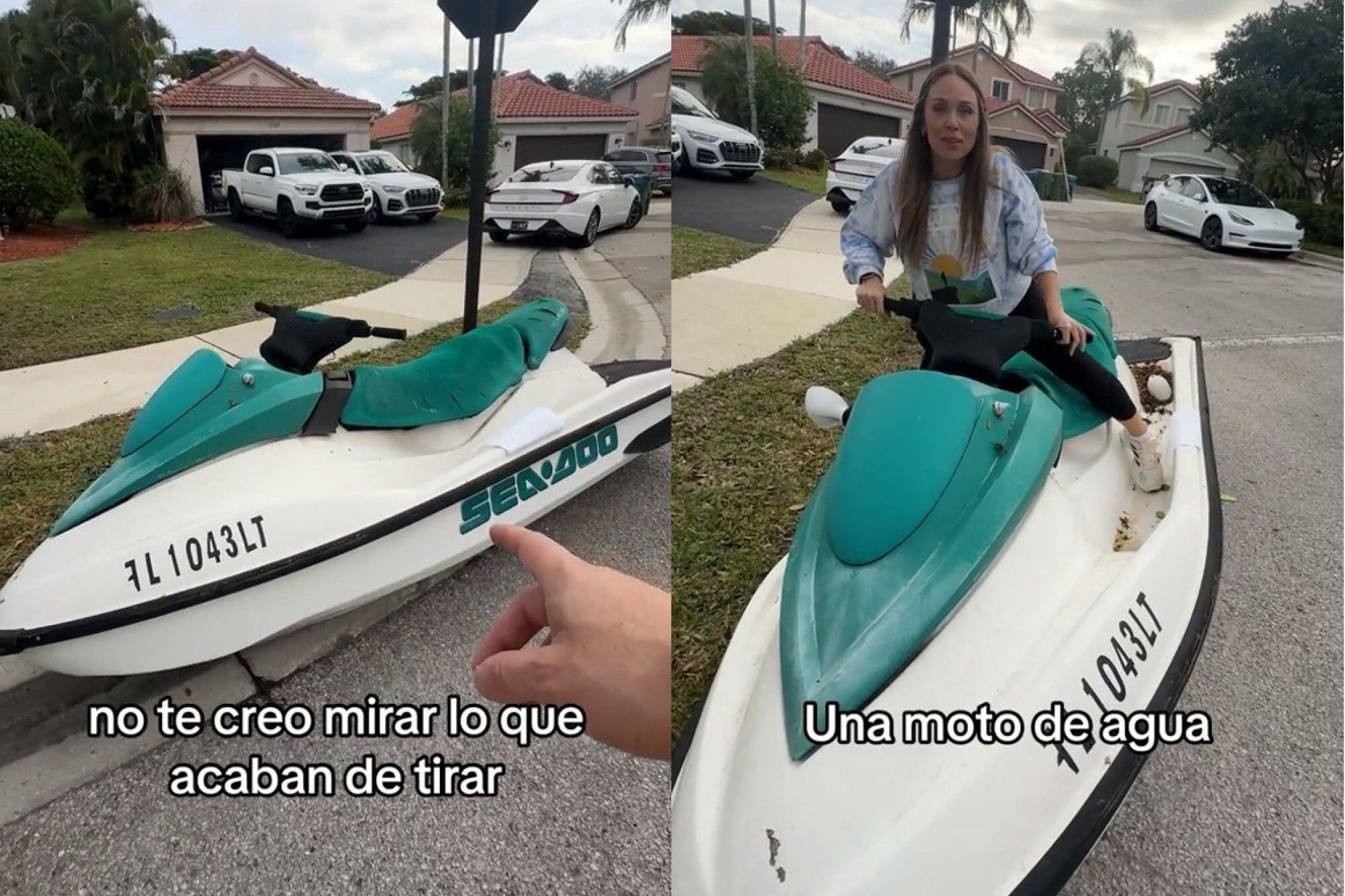 La moto de agua que una influencer española encontró en la basura de Florida