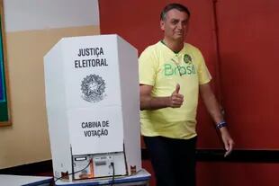 Bolsonaro gave a thumbs up after voting in Rio de Janeiro