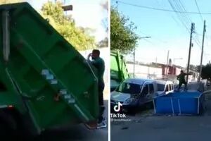 La ingeniosa estrategia de un recolector de basura para refrescarse frente a la ola de calor