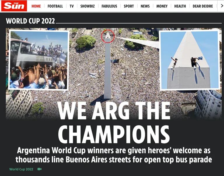 Los festejos en Buenos Aires, según The Sun
