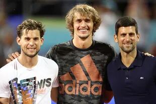 Dominic Thiem, Alexander Zverev y Novak Djokovic, tres de las figuras que participaron del "Adria Tour", en Serbia.
