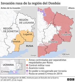 La evolución de la ofensiva del Donbass.